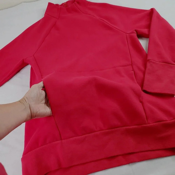 Fabletics x Madelaine Petsch Sweatshirt Women M Red 1/2 Zip on Back Pullover Gym - Picture 6 of 16